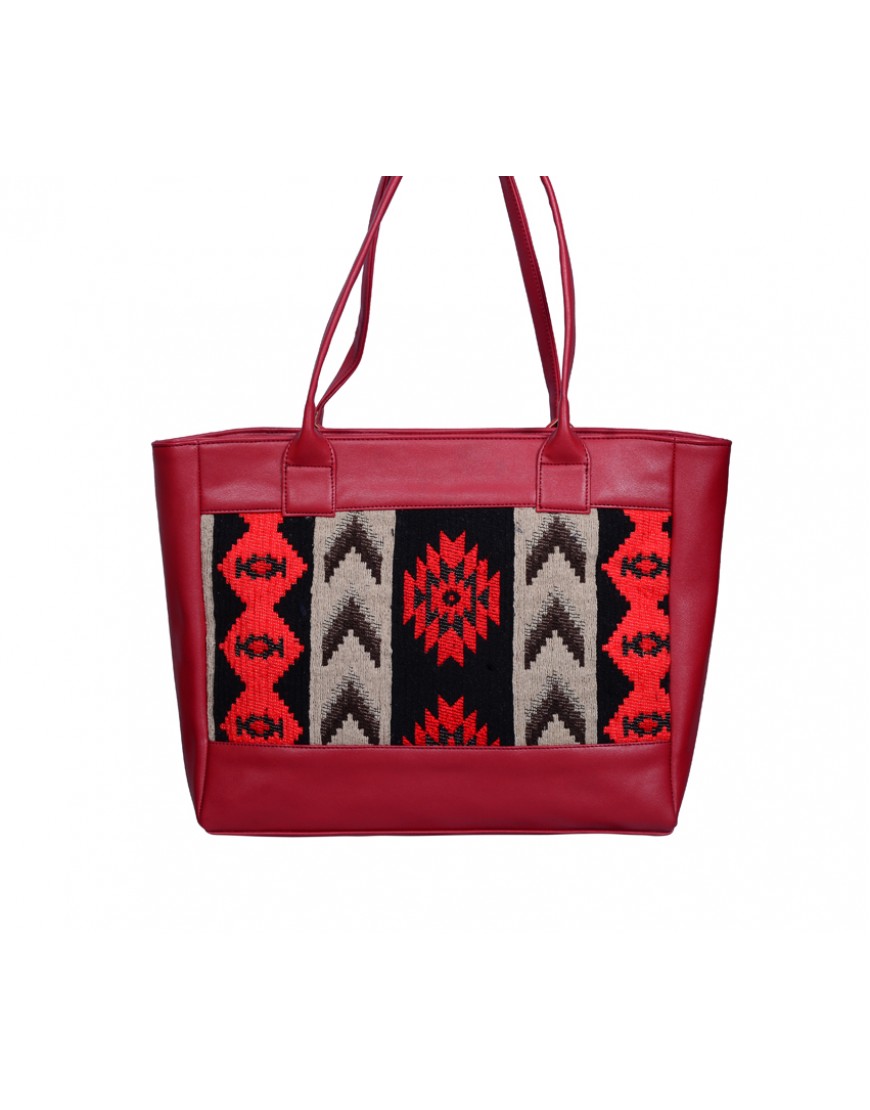 Jacquard PU tote bag – red