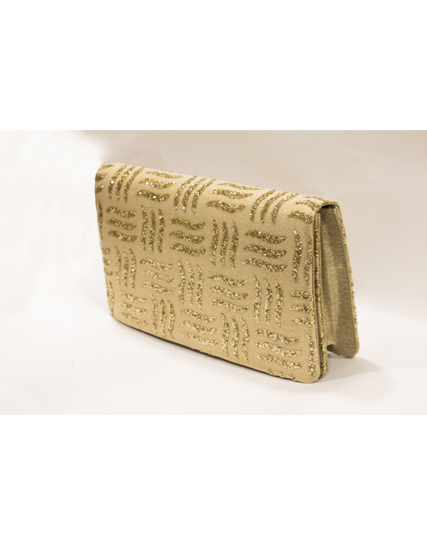 Jute Glitter Gold Clutch